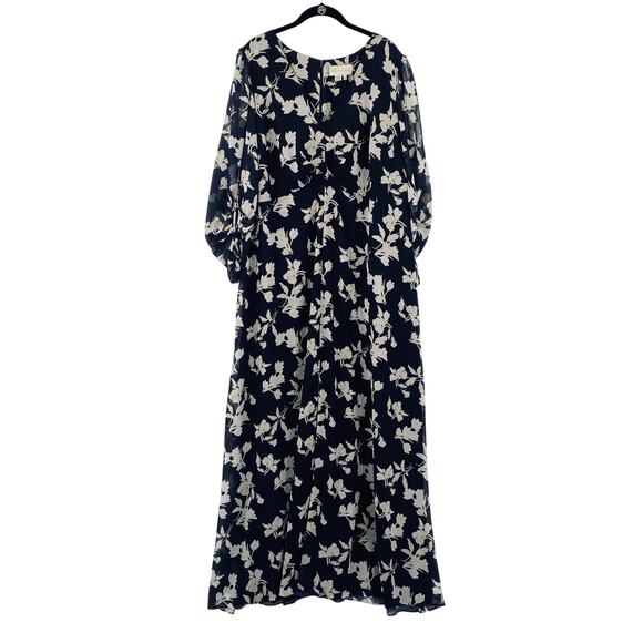 Sachin & Babi Jenny Gown Floral Maxi Dress V Neck Navy Venetia Petal NEW 20W - Picture 3 of 12